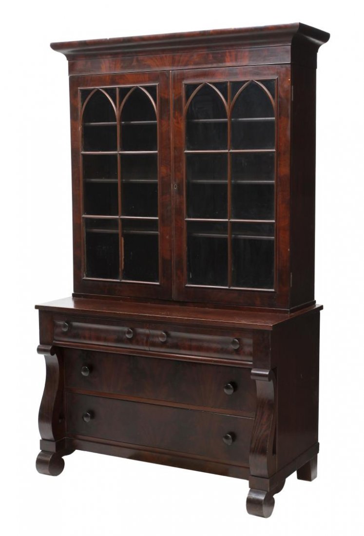 AMERICAN MAHOGANY BUREAU BOOKCASE (1 of 5)
