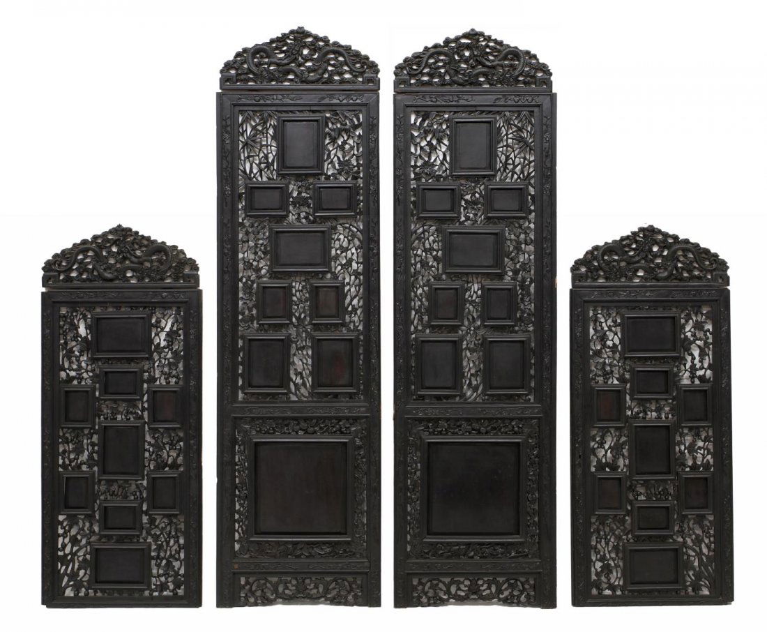 CHINESE ARCHITECTURAL HARDWOOD DRAGON PANELS (1 of 3)