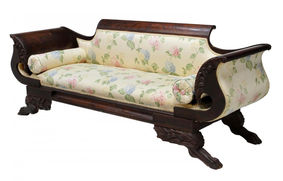 FINE AMERICAN EMPIRE MAHOGANY CARVED SOFA (1 of 4)