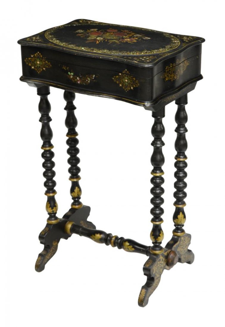 VICTORIAN PAPIER-MACHE BOX ON STAND (1 of 3)