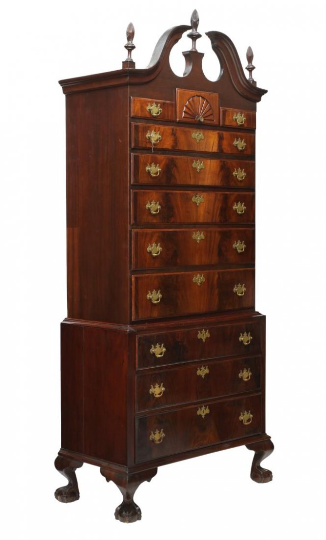 CHIPPENDALE STYLE MAHOGANY CHEST ON CHEST (1 of 6)