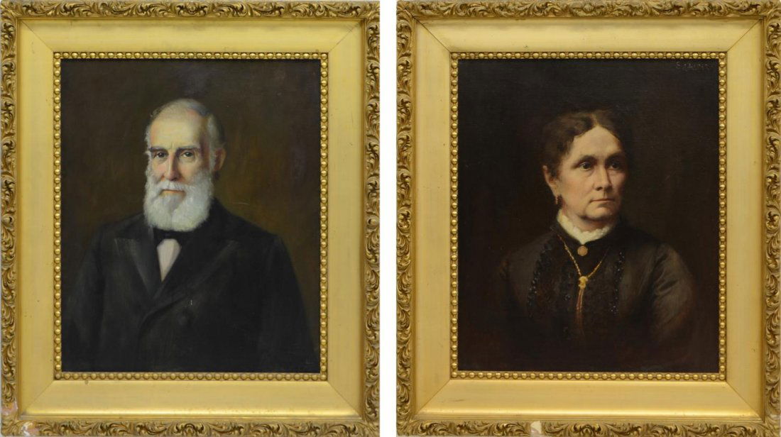 FRAMED OIL PAINTINGS, PORTRAIT OF LADY & GENTLEMAN (1 of 8)