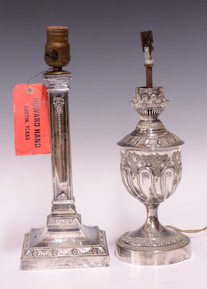 (2) SILVERPLATE CANDLESTICKS, NOW AS TABLE LAMPS (1 of 4)