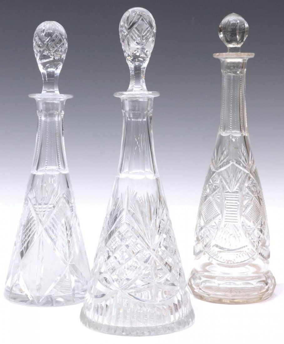 (3) AMERICAN GUT GLASS DECANTERS, LATE 19TH C. (1 of 4)