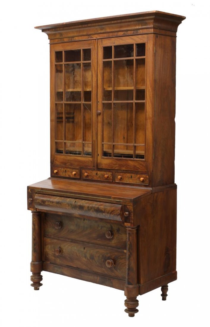 AMERICAN MAHOGANY BOOKCASE SECRETARY (1 of 7)