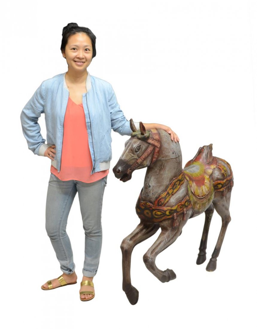 CARVED WOOD POLYCHROME CAROUSEL STYLE HORSE (1 of 4)