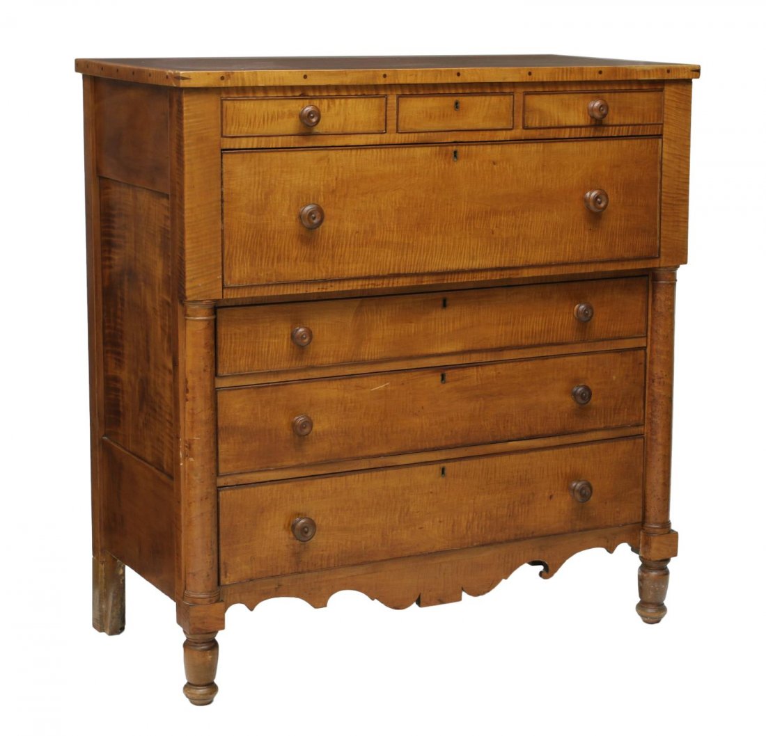 LARGE AMERICAN VICTORIAN MAPLE CHEST OF DRAWERS (1 of 5)