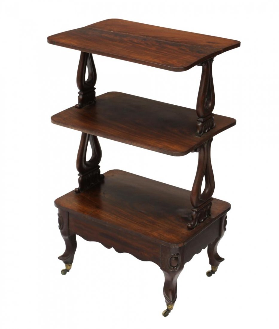 ENGLISH MAHOGANY THREE TIER OCCASIONAL TABLE (1 of 4)
