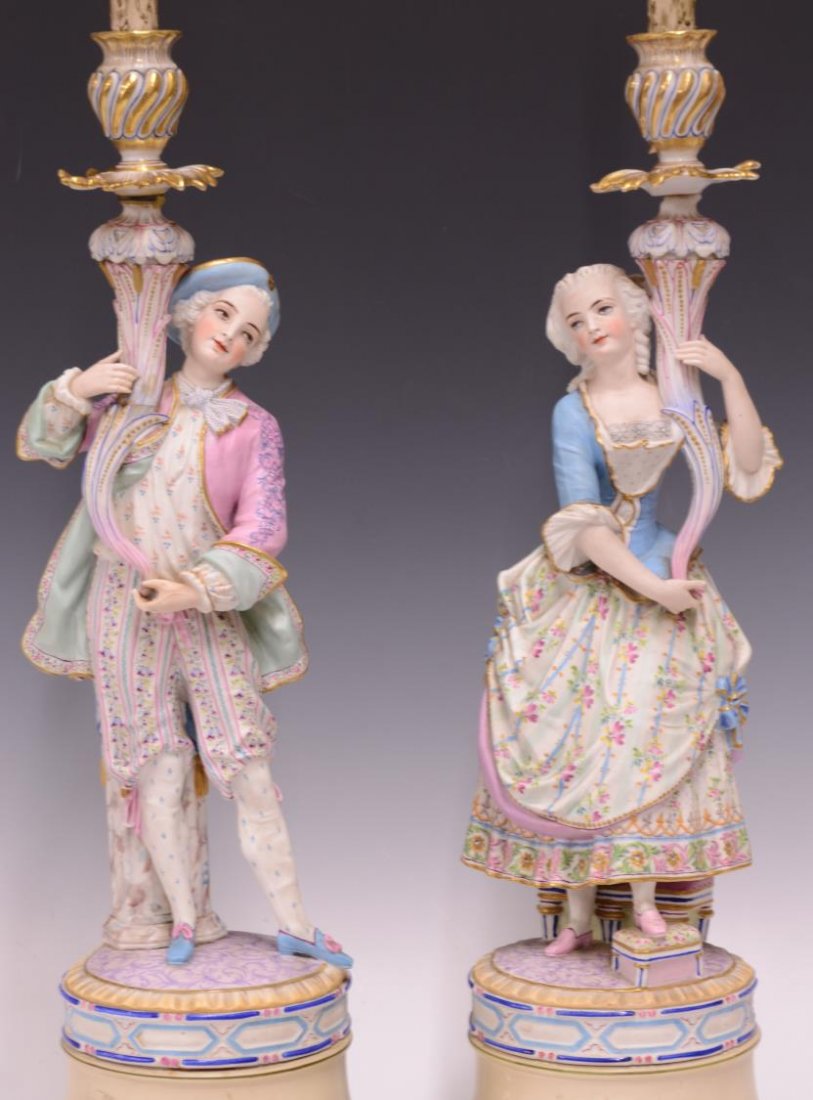 (2) FRENCH BISQUE FIGURAL CANDLESTICKS (1 of 5)