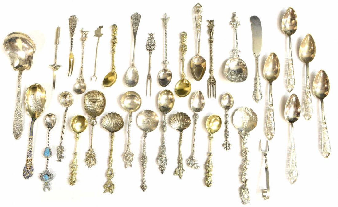 (34) STERLING & 800 SILVER SOUVENIER SPOONS (1 of 9)