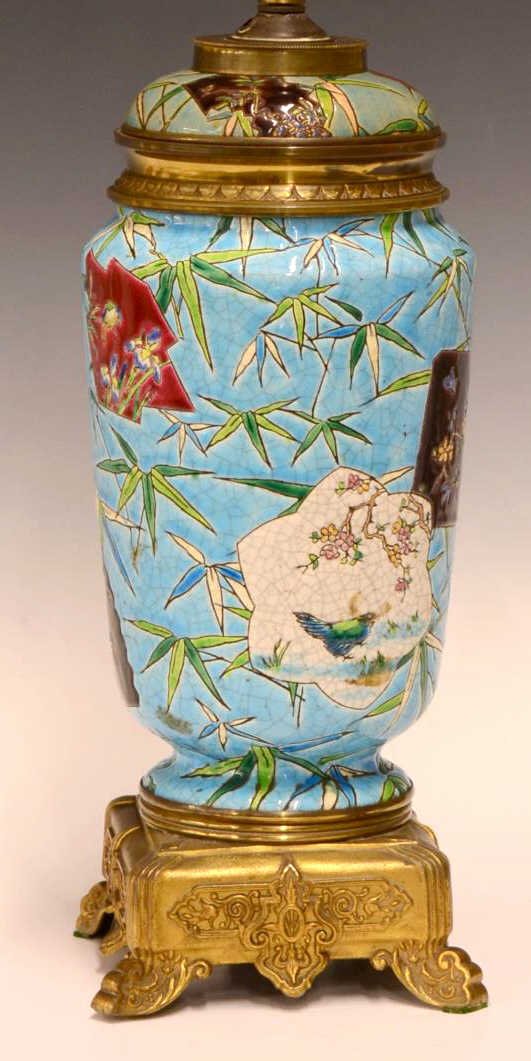 ITALIAN MAJOLICA POLYCHROME VASE TABLE LAMP (1 of 3)