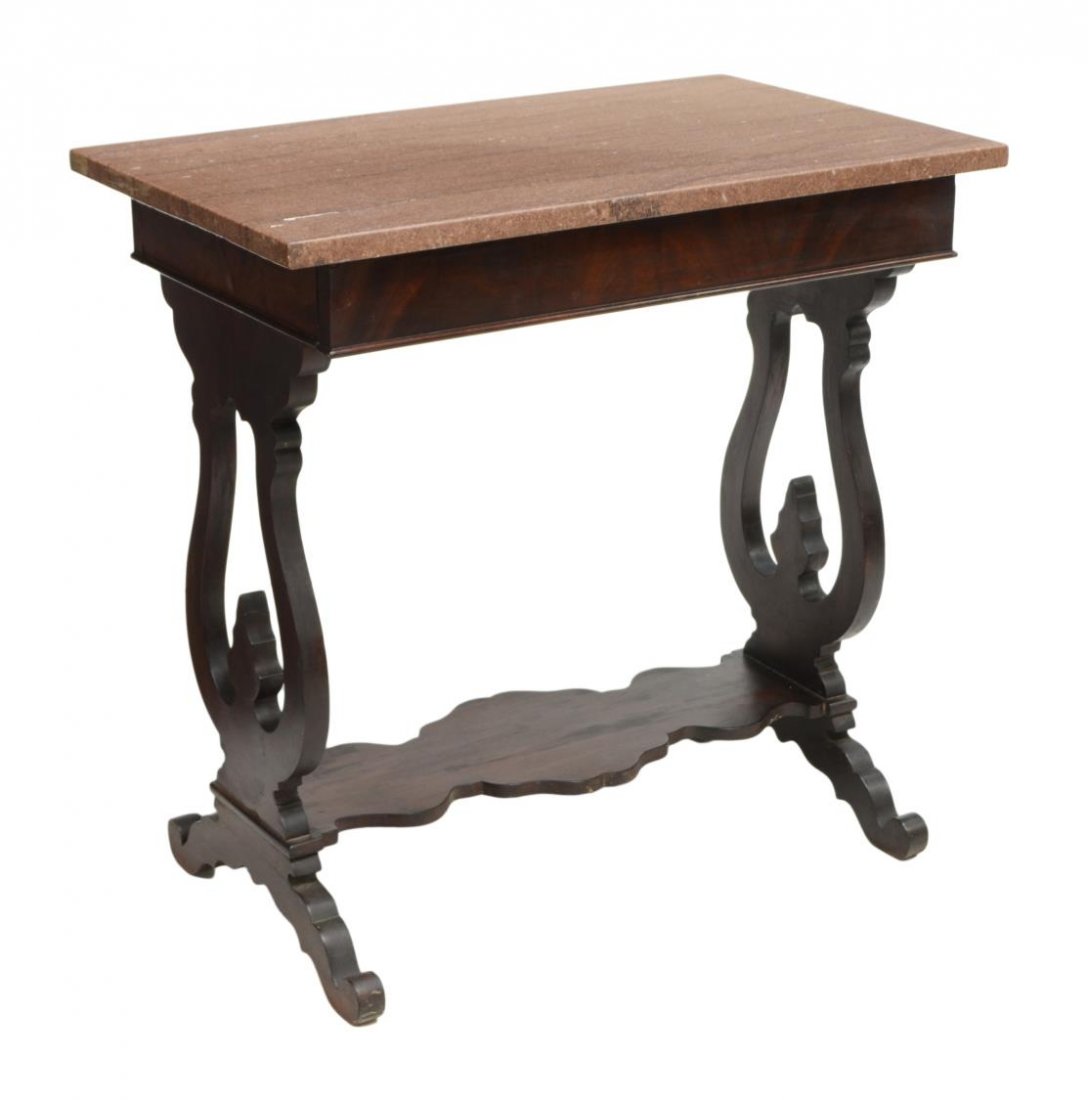 AMERICAN VICTORIAN MARBLE TOP PARLOR TABLE (1 of 2)