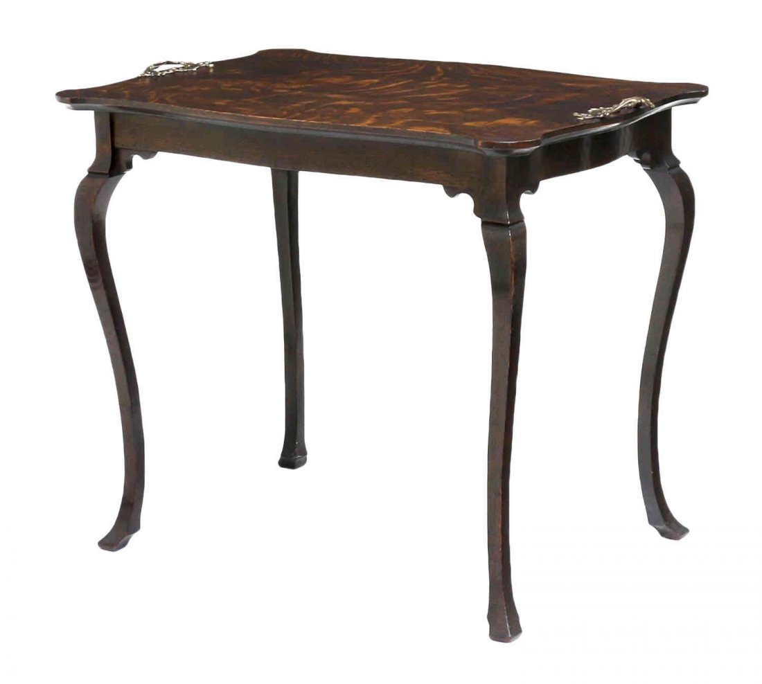 OAK SERPENTINE RECTANGULAR TOP SIDE TABLE (1 of 3)