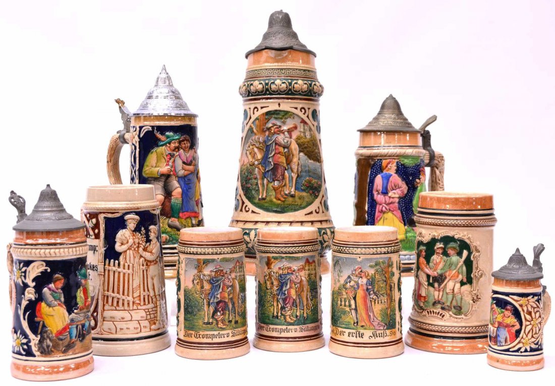 (10) ANTIQUE TO VINTAGE GERMAN BEER STEINS (1 of 7)
