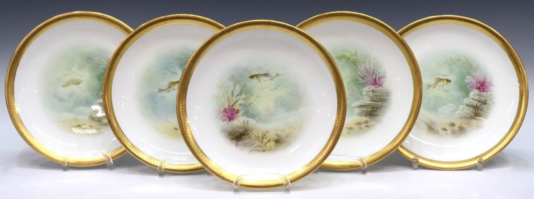 (5) MINTONS PARCEL GILT PORCELAIN FISH PLATES (1 of 10)