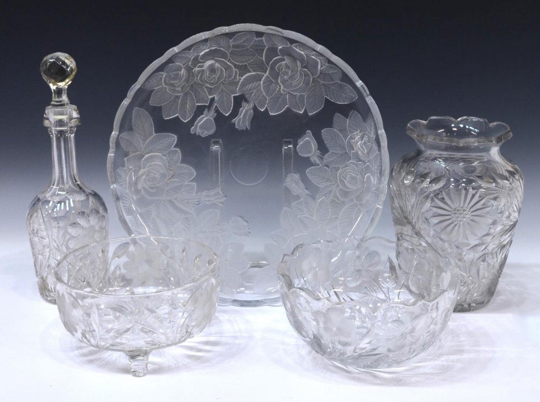 (5)LIBBY & OTHER FINELY CUT GLASS VASE & TABLEWARE (1 of 7)