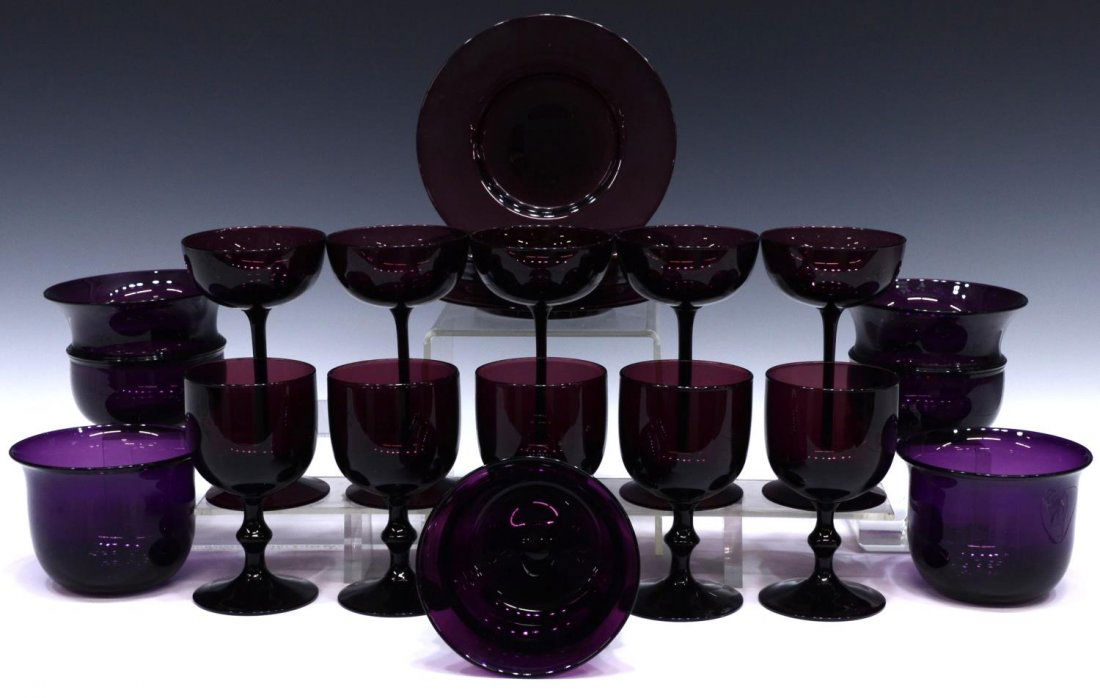 (19) COLLECTION AMETHYST GLASS TABLE & STEMWARE (1 of 7)