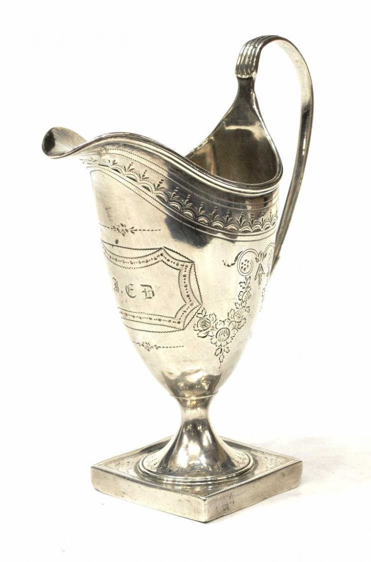 GEORGE III HESTER BATEMAN STERLING CREAM PITCHER (1 of 8)