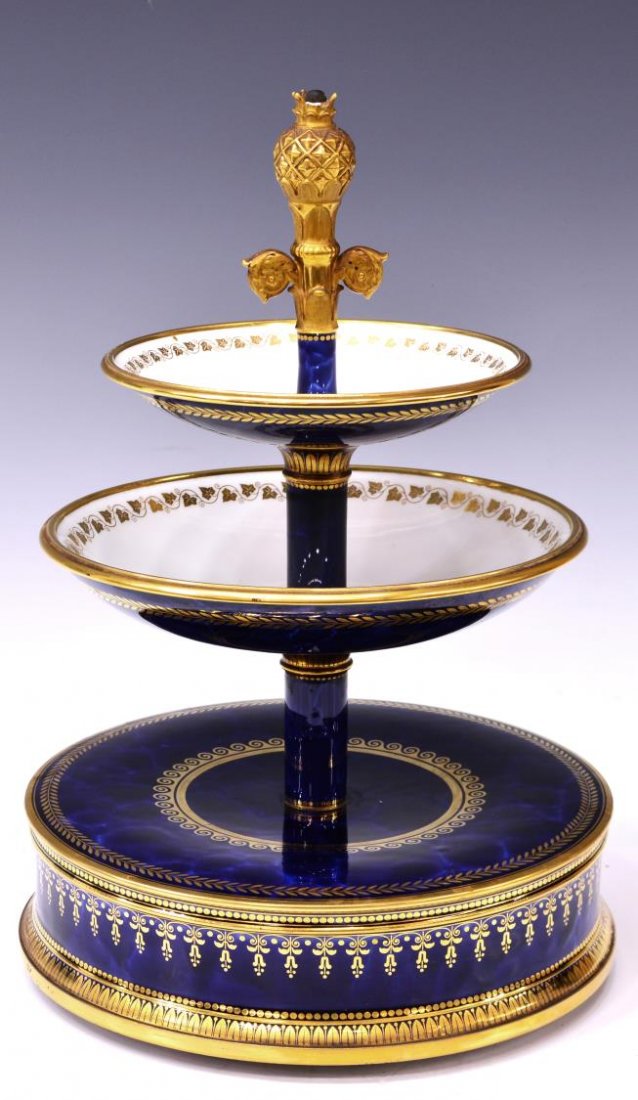 SEVRES PARCEL GILT COBALT TIERED STAND, C. 1834 (1 of 5)