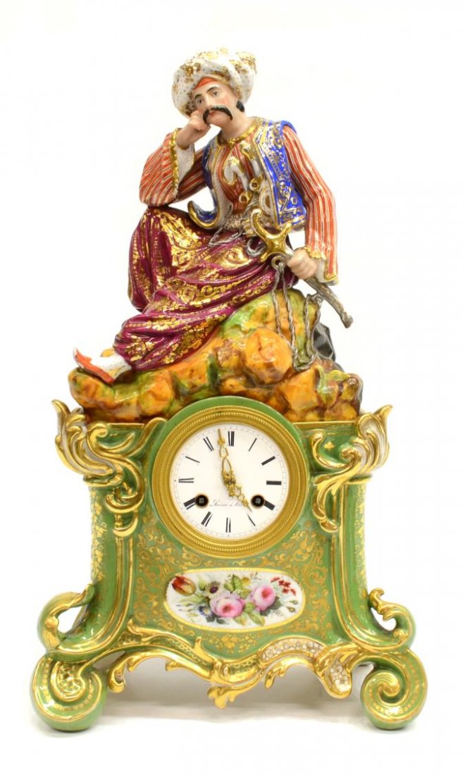 JAPY FRERES ORIENTALIST FIGURAL PORCELAIN CLOCK (1 of 10)