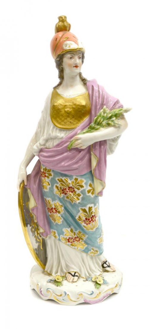 ANTIQUE CONTINENTAL PORCELAIN FIGURE, MINERVA (1 of 8)
