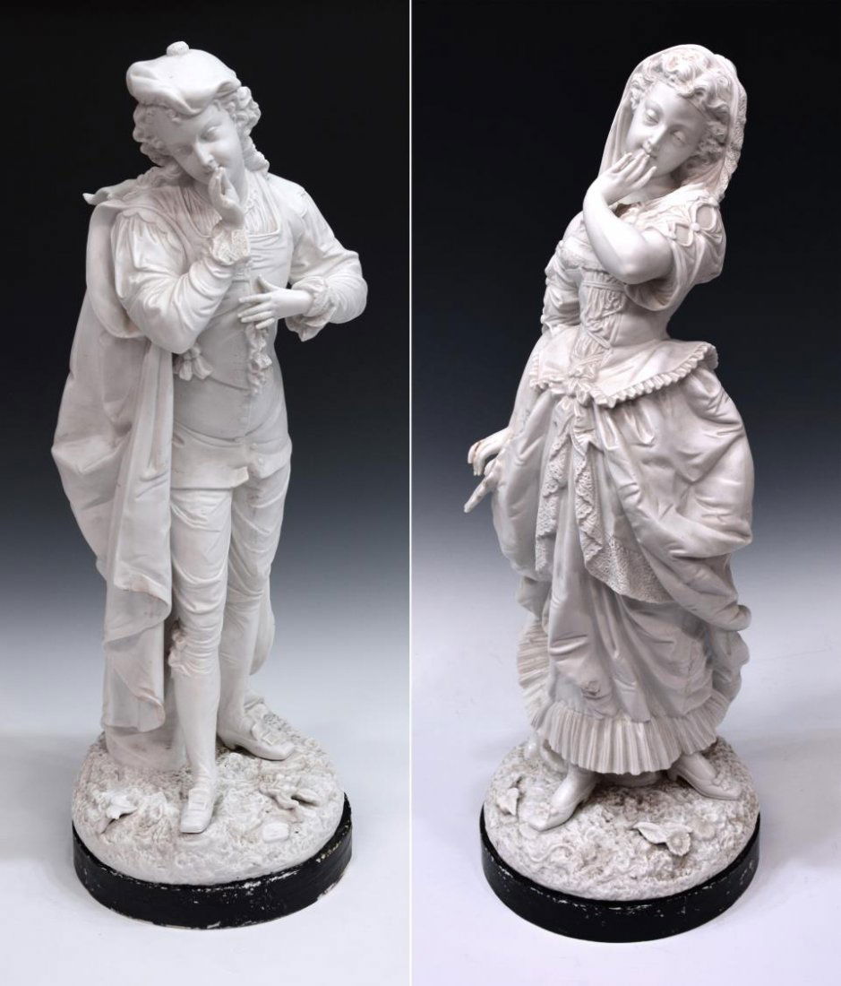 (2) LARGE ANTIQUE CONTINENTAL PARIANWARE FIGURES (1 of 9)