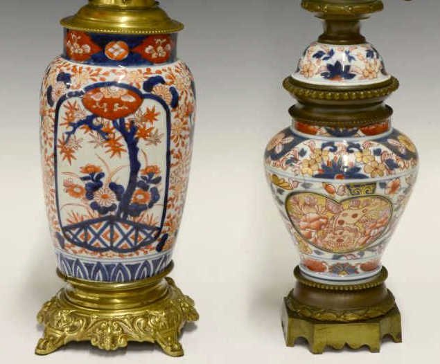 (2) JAPANESE IMARI PORCELAIN VASE OIL LAMPS (1 of 4)