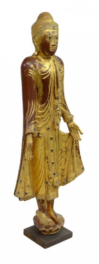 GILT & LACQUERED BUDDHA SCULPTURE, 52"H (1 of 5)