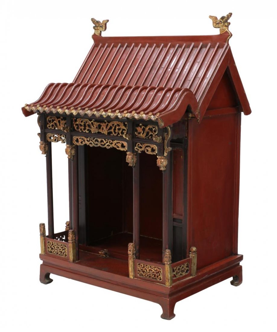 CHINESE LACQUERED & GILT ALTAR SHRINE (1 of 3)