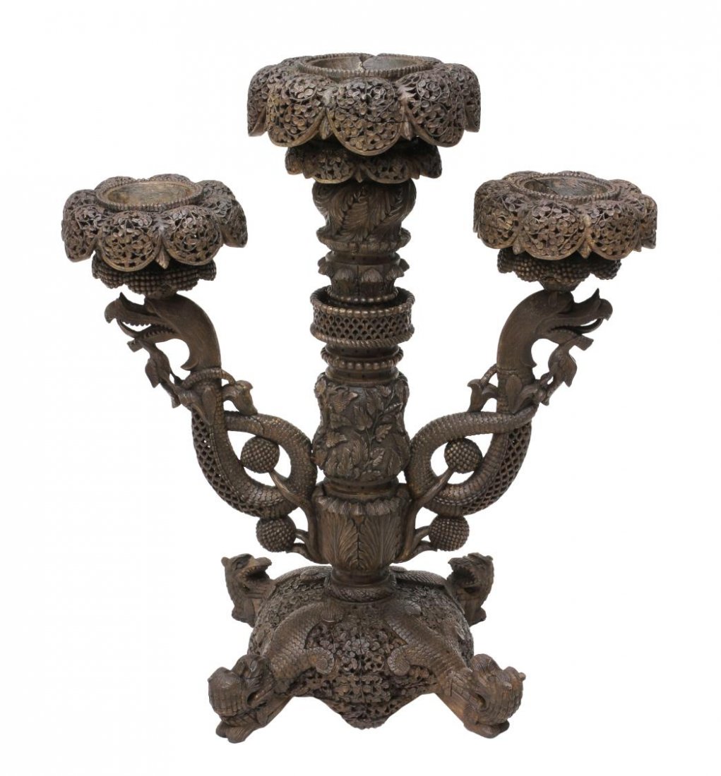 PROFUSELY CARVED PLANT STAND (1 of 4)