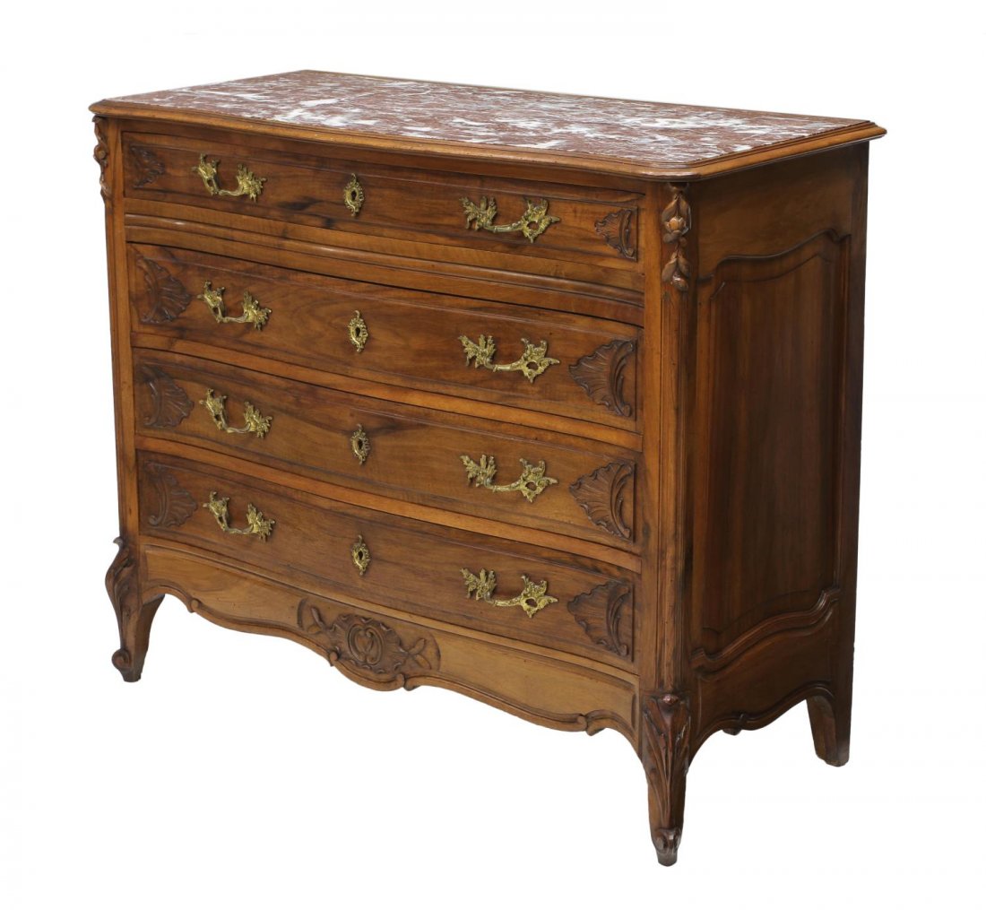 FRENCH LOUIS XV STYLE MARBLE TOP COMMODE (1 of 6)