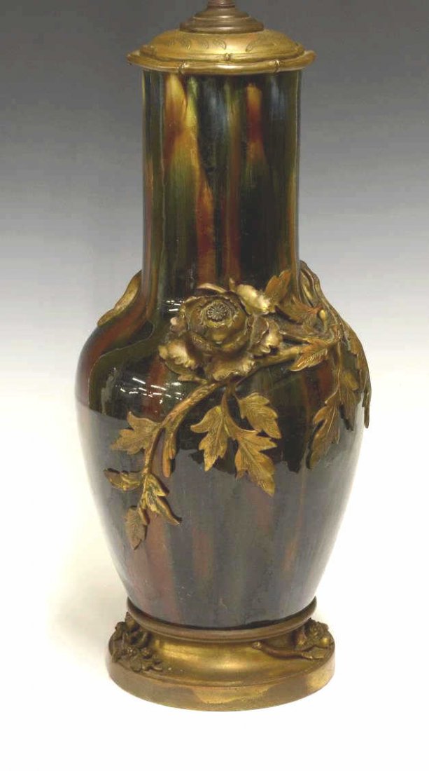 FRENCH FLAMBE GLAZE POTTERY VASE TABLE LAMP (1 of 2)