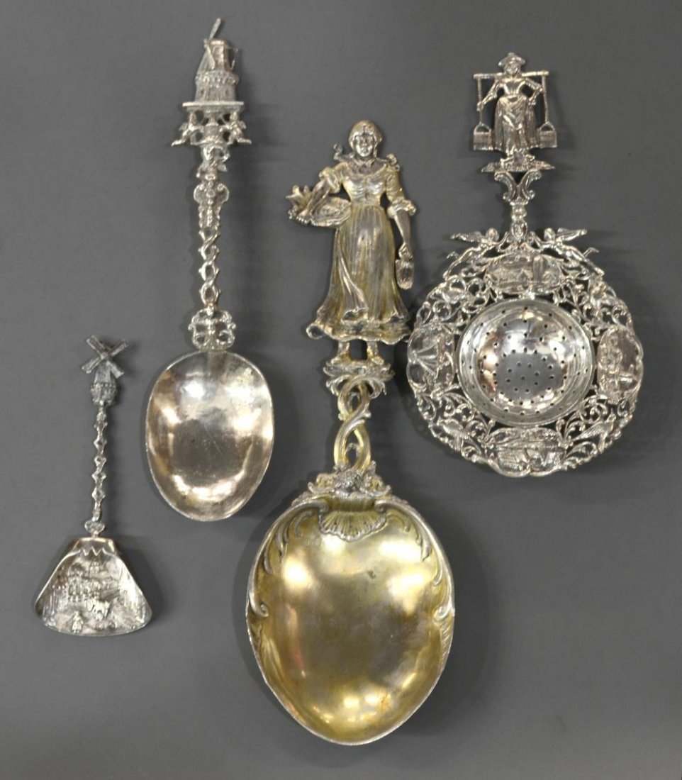 (4) ANTIQUE FIGURAL DUTCH & GERMAN SILVER SPOONS (1 of 9)