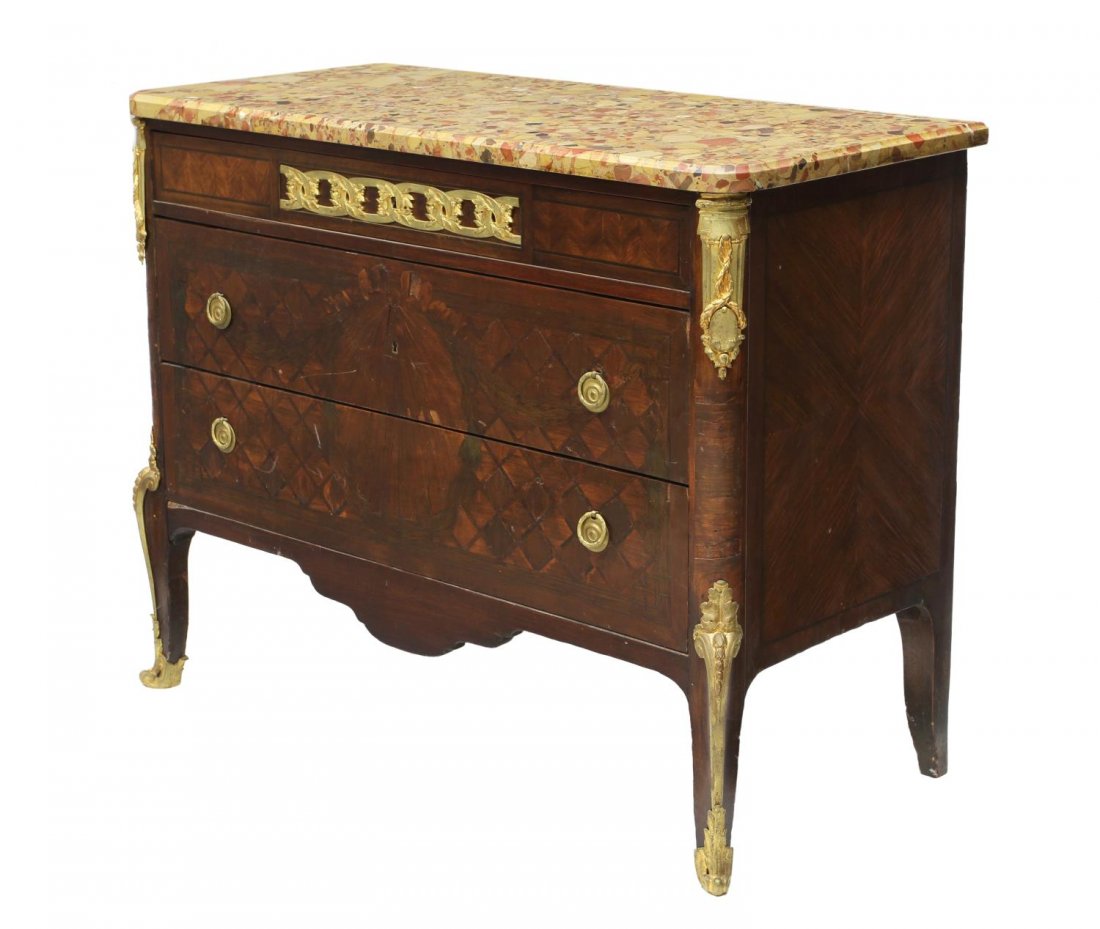 FRENCH LOUIS XV STYLE MARBLE TOP COMMODE (1 of 4)