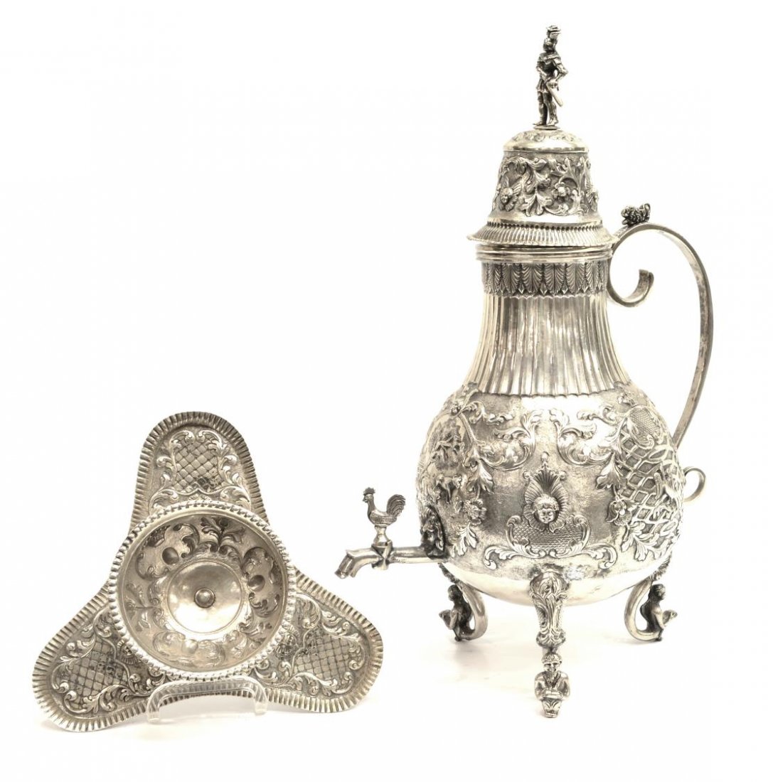 (2) FINE ANTIQUE DUTCH REPOUSSE SILVER COFFEE URN (1 of 10)