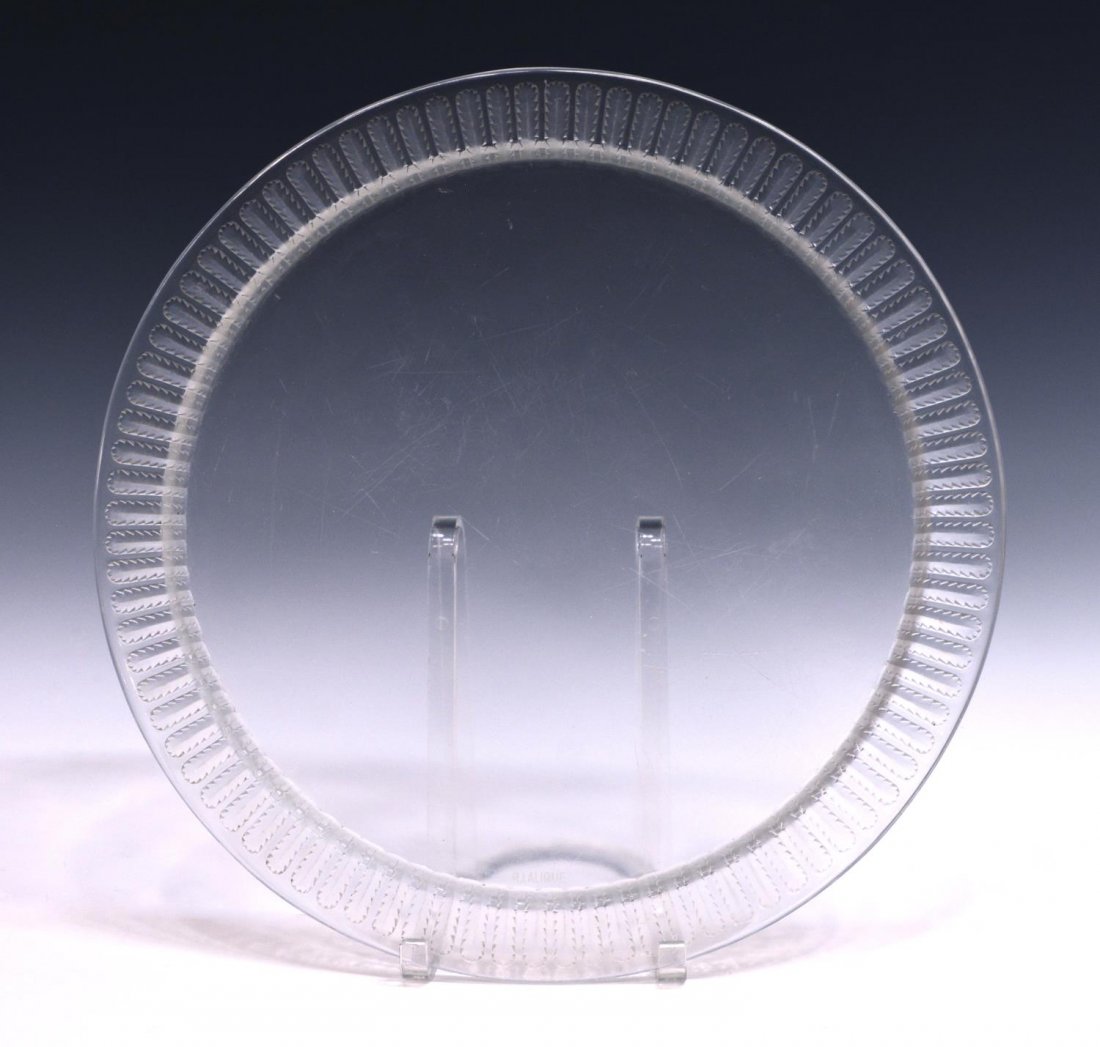 LARGE R. LALIQUE FRENCH ART GLASS TRAY / PLATTER (1 of 3)