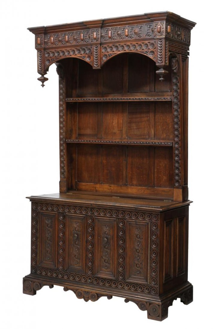 RICHLY CARVED GOTHIC REVIVAL DISPLAY CABINET (1 of 8)