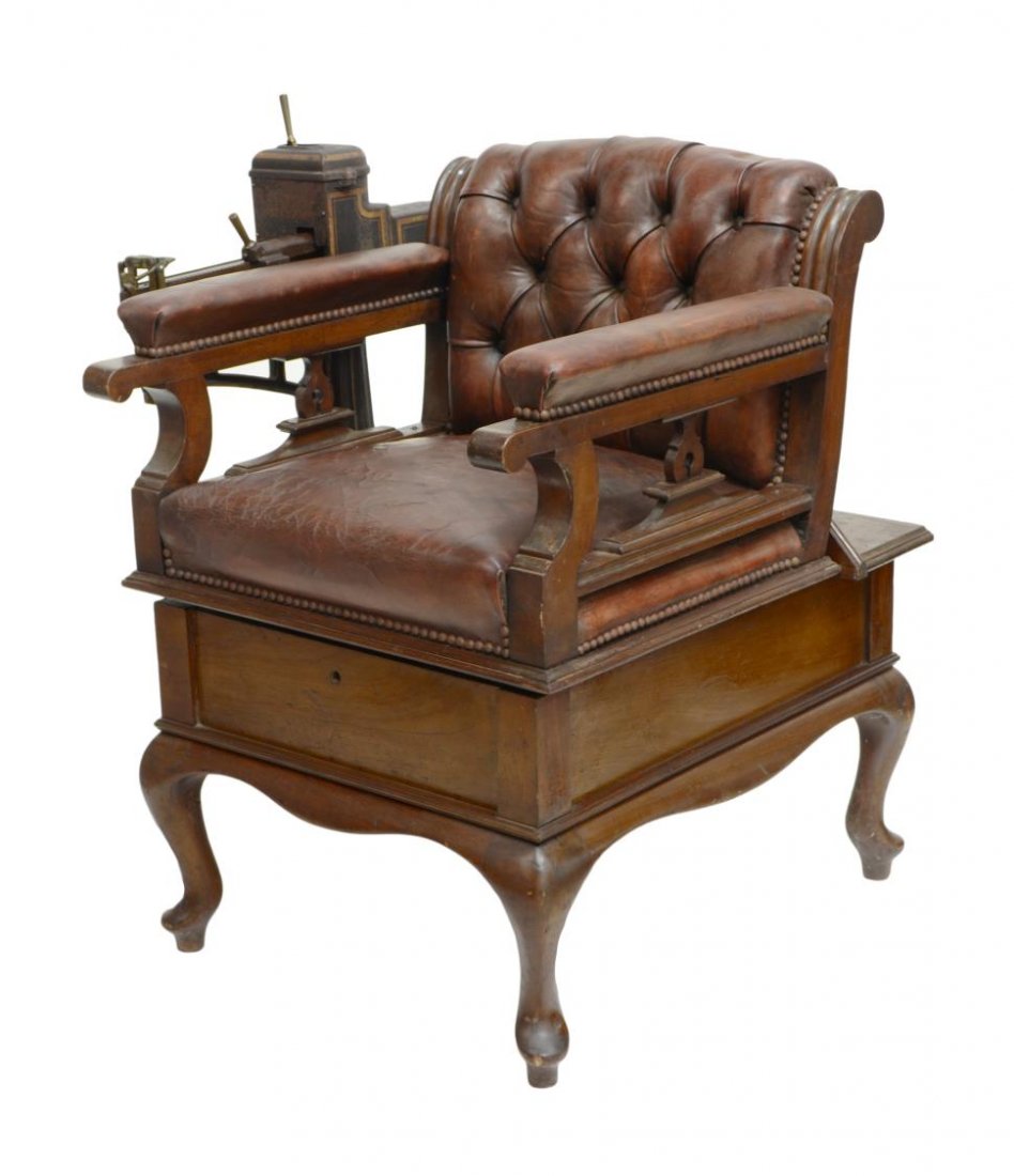 ENGLISH MAHOGANY FRAMED JOCKEY SCALE CHAIR (1 of 4)