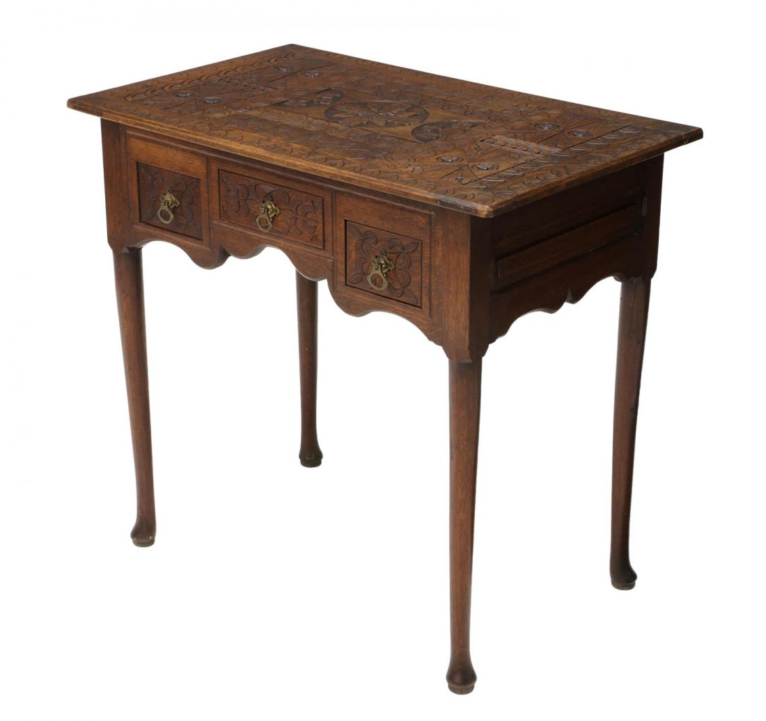 CARVED ENGLISH OAK CONSOLE TABLE (1 of 5)