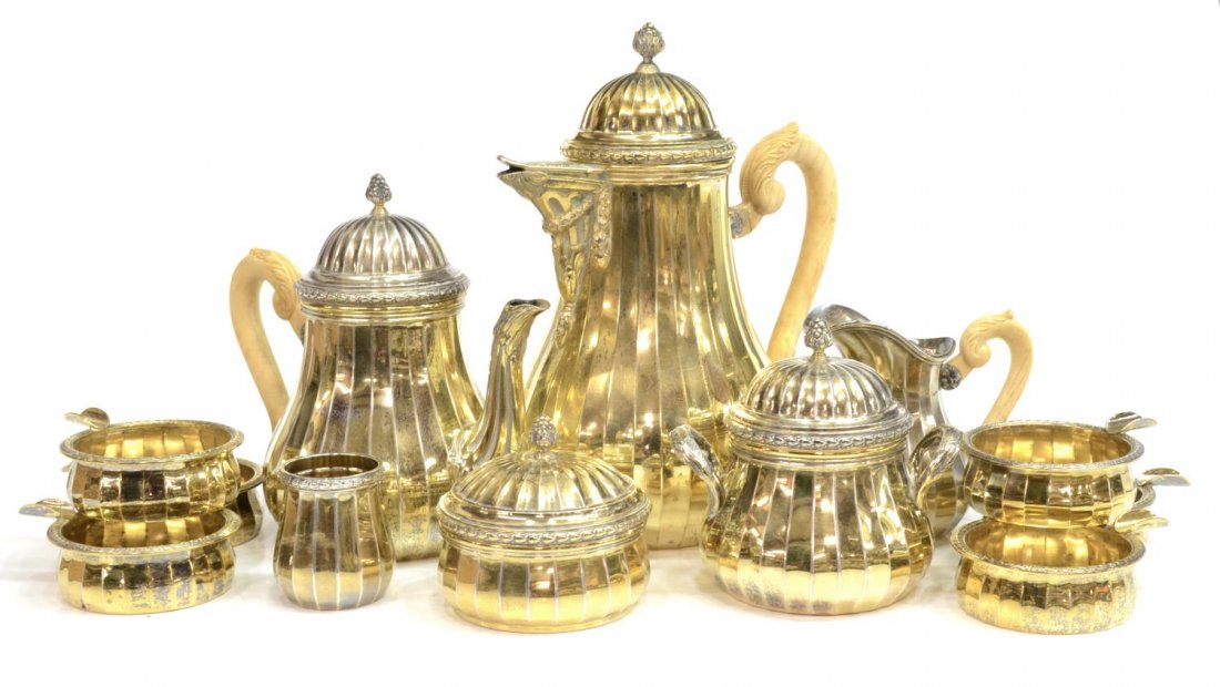 (12) BERLIN GERMANY GILDED SILVER TEA & COFFEE SET (1 of 6)
