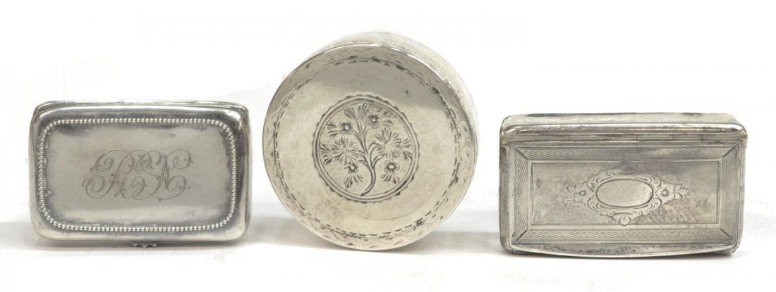 (3) STERLING & SILVER TOBACCO SNUFF BOXES (1 of 10)