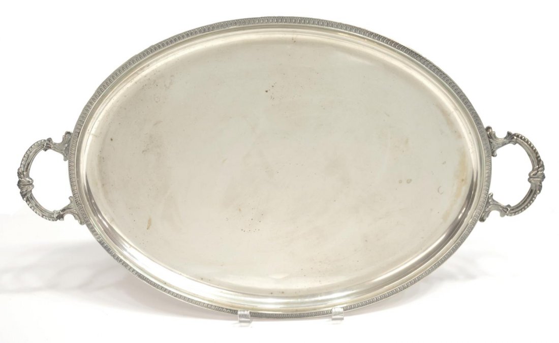 LARGE 800 SILVER HANDLED SERVICE TRAY (1 of 3)