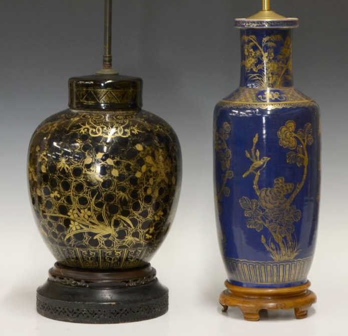 (2) CHINESE GILDED PORCELAIN VASE LAMPS (1 of 4)