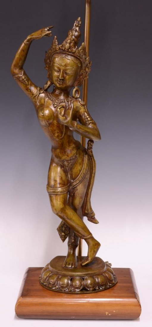 LARGE CAST BRONZE HINDU FIGURE, NOW A TABLE LAMP (1 of 3)