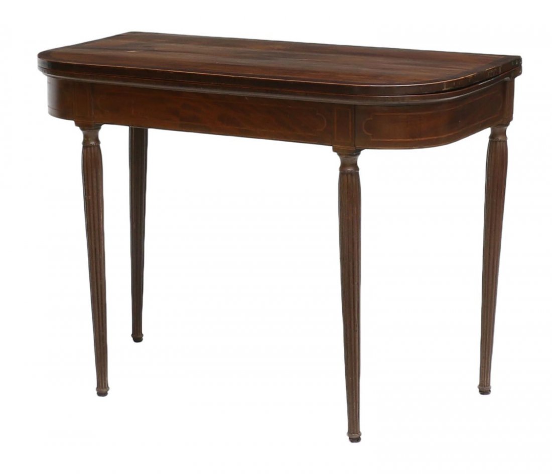GEORGIAN MAHOGANY INLAID FOLDING TEA TABLE (1 of 5)
