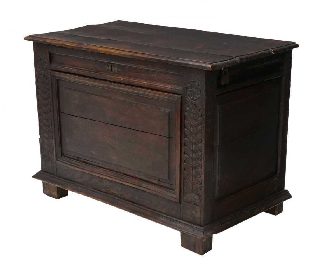 LARGE HAND CARVED OAK TRUNK (1 of 6)
