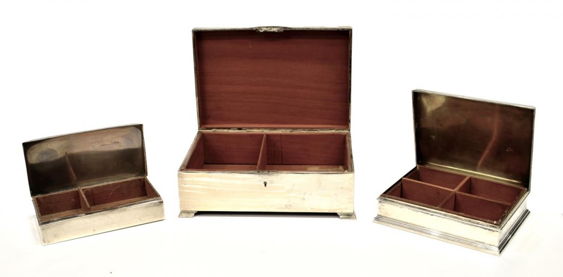 (3) STERLING SILVER CLAD WOOD LINED TABLE BOXES (1 of 10)