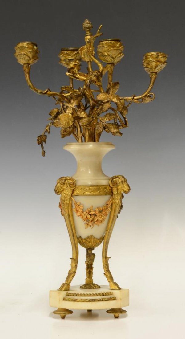 LOUIS XVI STYLE MARBLE & GILT CANDELABRA (1 of 2)