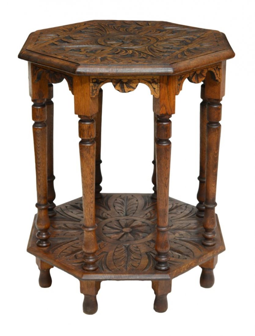 CARVED OCTAGONAL OCCASIONAL TABLE (1 of 4)