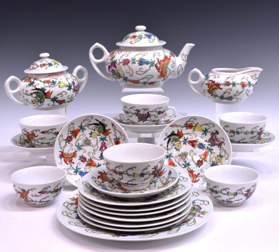 (22) CHINESE ENAMELED PORCELAIN DESSERT SERVICE (1 of 4)